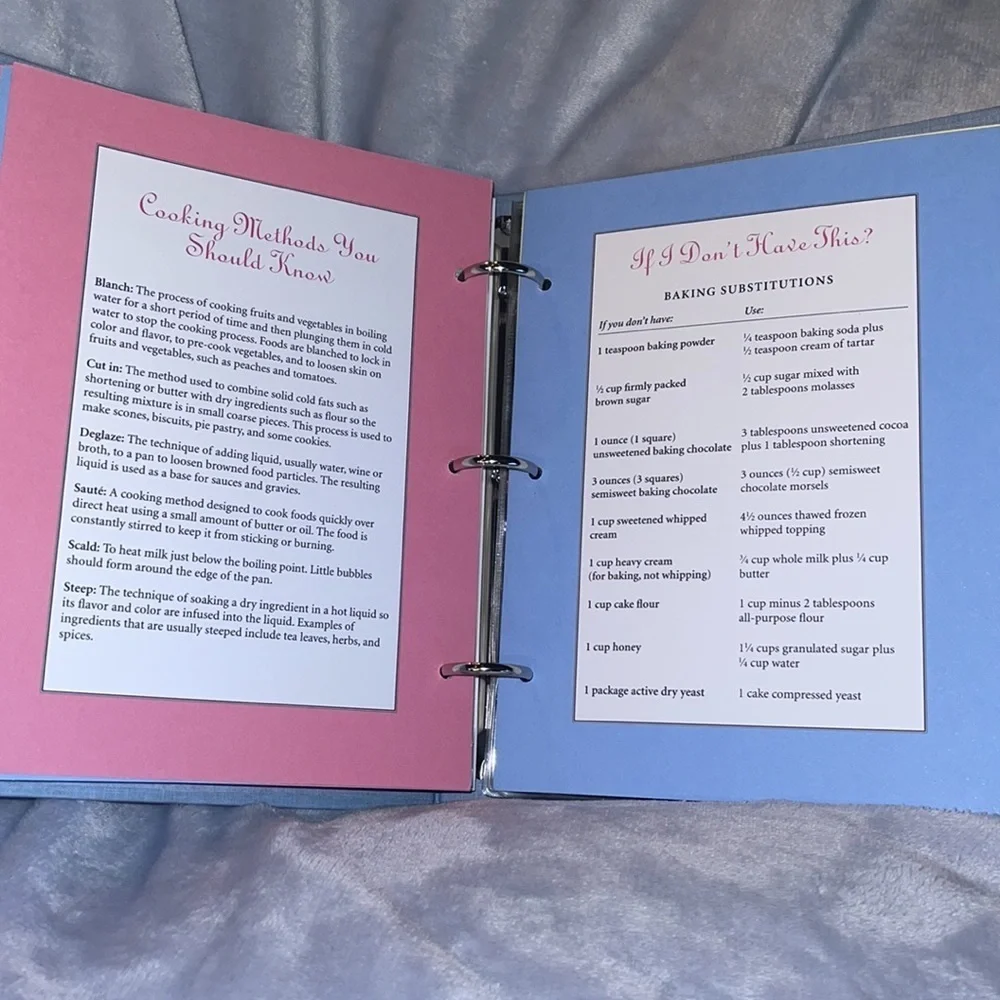 Cherry theme new cookbook with dividers & cooking tips